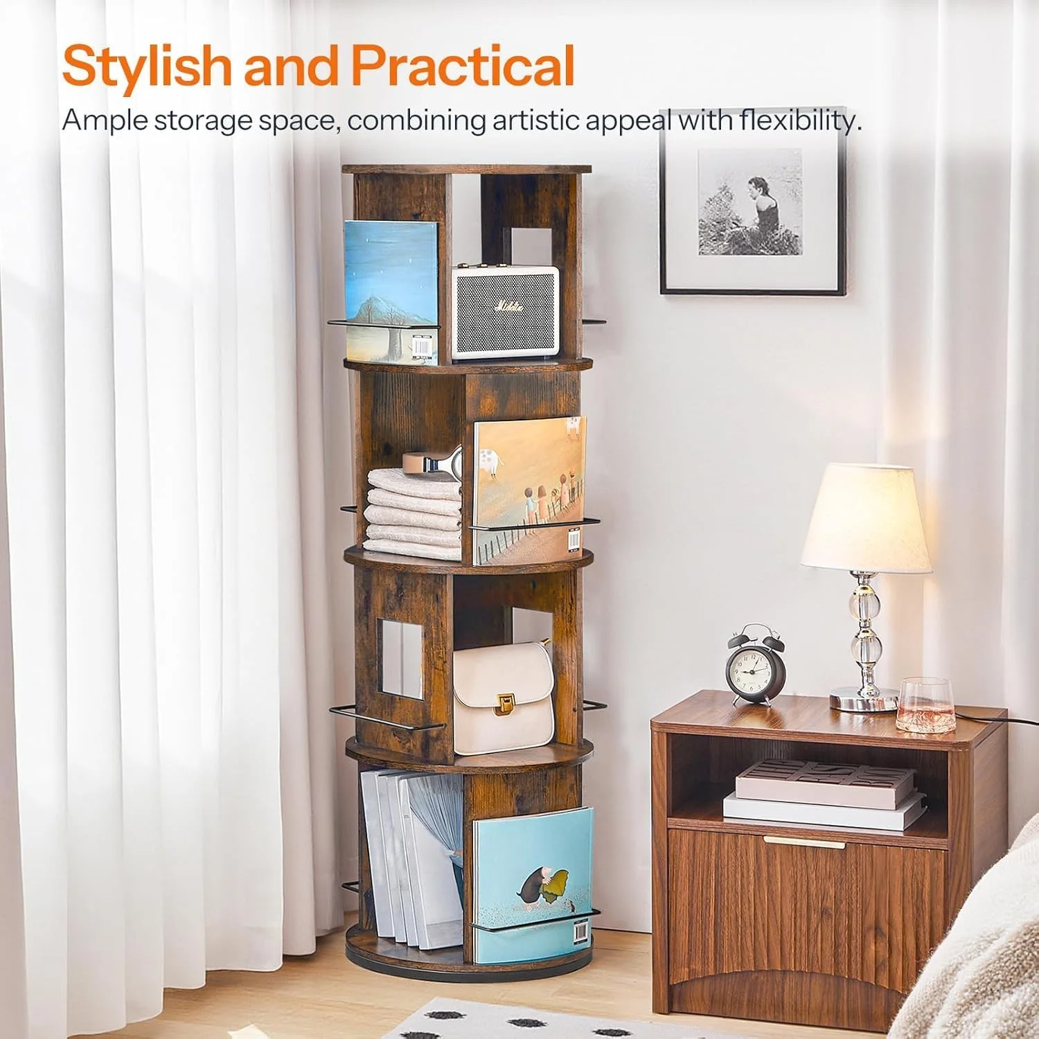 کتابخانه گردان ROYAL POLAR، قفسه کتاب چوبی ایستاده با قابلیت چرخش 360 درجه کتابخانه گردان ROYAL POLAR، قفسه کتاب چوبی ایستاده با قابلیت چرخش 360 درجه