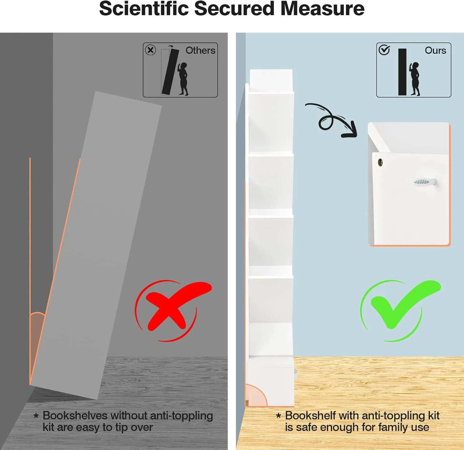 کتابخانه درختی SFAREST با ۸/۱۰ طبقه، قفسه کتاب چوبی ایستاده با پدهای ضد لغزش، قفسه نمایش و نگهداری کتاب برای اتاق نشیمن، خانه و دفتر کار (۱۰ طبقه، سفید)