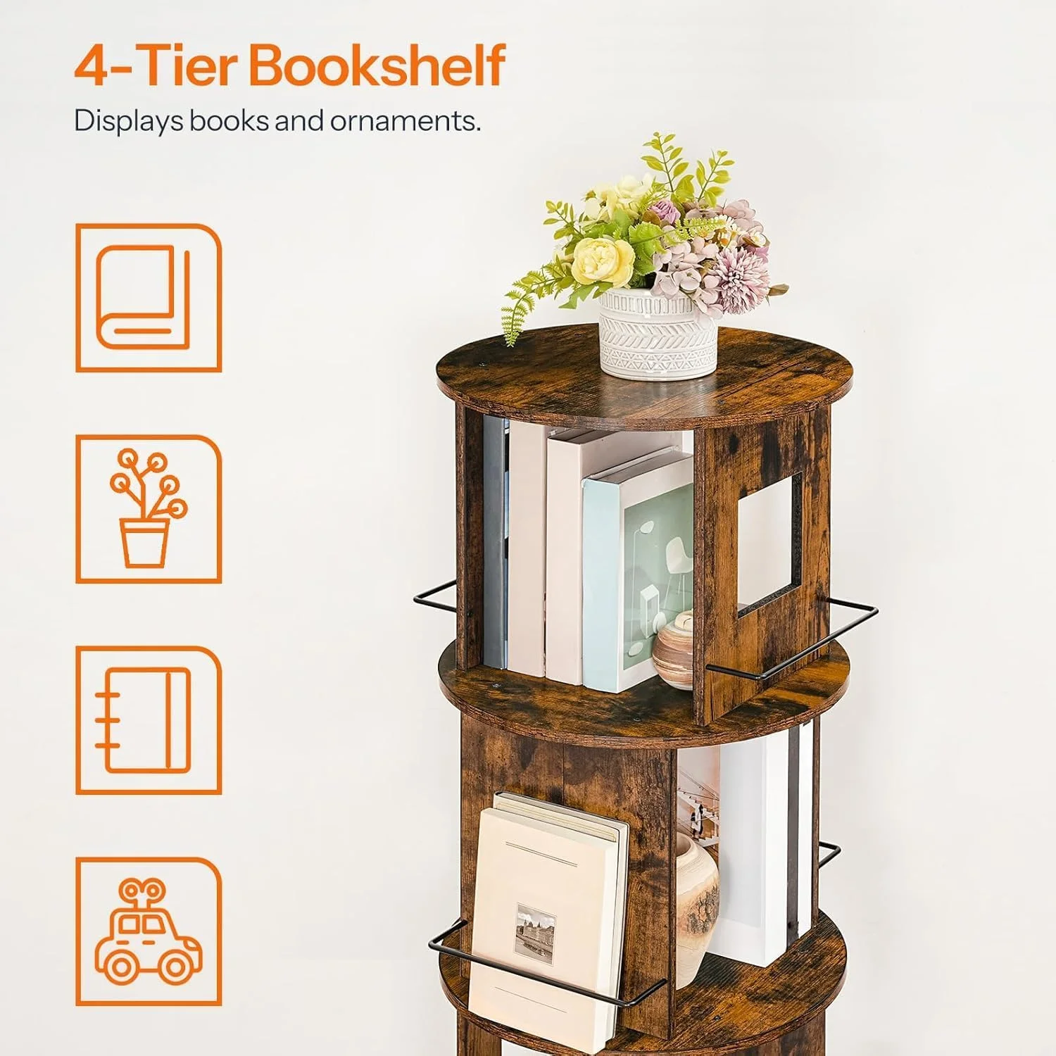 کتابخانه گردان ROYAL POLAR، قفسه کتاب چوبی ایستاده با قابلیت چرخش 360 درجه کتابخانه گردان ROYAL POLAR، قفسه کتاب چوبی ایستاده با قابلیت چرخش 360 درجه