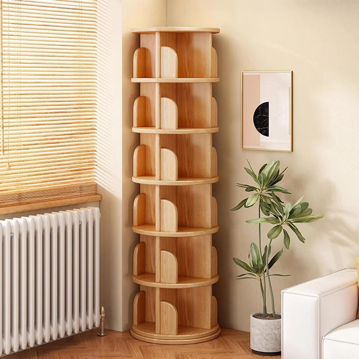 کتابخانه چرخشی 6 طبقه کودک 360 درجه، کتابخانه چرخشی چوبی محکم، قفسه کتاب تصویری متحرک دانشجویی کتابخانه چرخشی 6 طبقه کودک 360 درجه، کتابخانه چرخشی چوبی محکم، قفسه کتاب تصویری متحرک دانشجویی