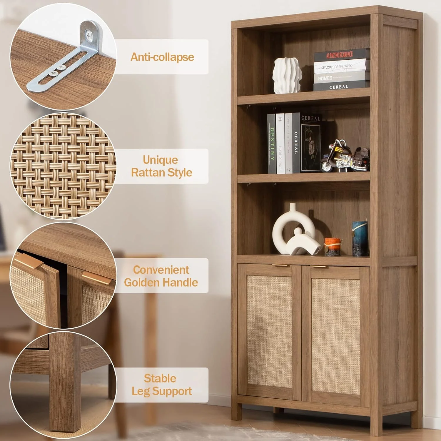 کتابخانه بلند 71 اینچی SICOTAS، قفسه کتاب 5 طبقه با درب، قفسه بزرگ چوبی، قفسه کتاب روستایی، قفسه کتابخانه برای اتاق نشیمن، اتاق خواب، دفتر کار خانگی، آشپزخانه کتابخانه بلند 71 اینچی SICOTAS، قفسه کتاب 5 طبقه با درب، قفسه بزرگ چوبی، قفسه کتاب روستایی، قفسه کتابخانه برای اتاق نشیمن، اتاق خواب، دفتر کار خانگی، آشپزخانه