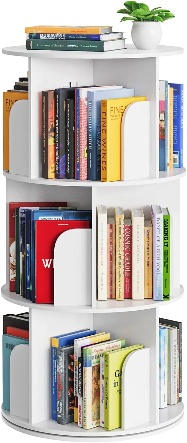 کتابخانه گردان 3 طبقه SpaceAid مدل Cross Style، قفسه کتاب چرخشی 360 درجه، برج Lazy Susan، قفسه کتاب عمودی، سازمان دهنده چرخشی گرد، سفید کتابخانه گردان 3 طبقه SpaceAid مدل Cross Style، قفسه کتاب چرخشی 360 درجه، برج Lazy Susan، قفسه کتاب عمودی، سازمان دهنده چرخشی گرد، سفید
