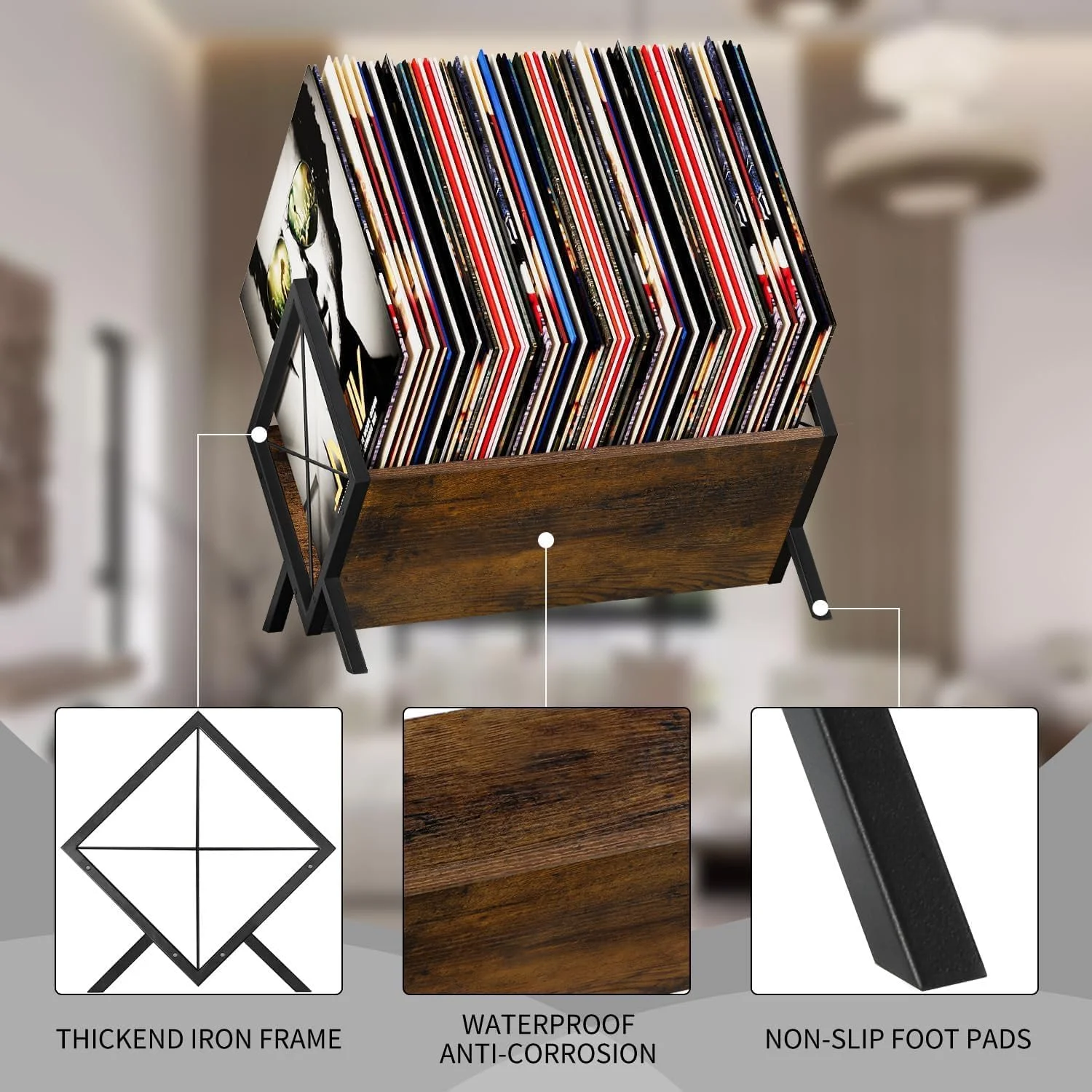 قفسه کتاب رومیزی چوبی، قفسه کتاب رومیزی رترو، قفسه رومیزی برای بالای میز در اتاق نشیمن، خانه، دفتر، قفسه کتاب شیب دار برای سی دی، مجله، کتاب، دکوراسیون منزل