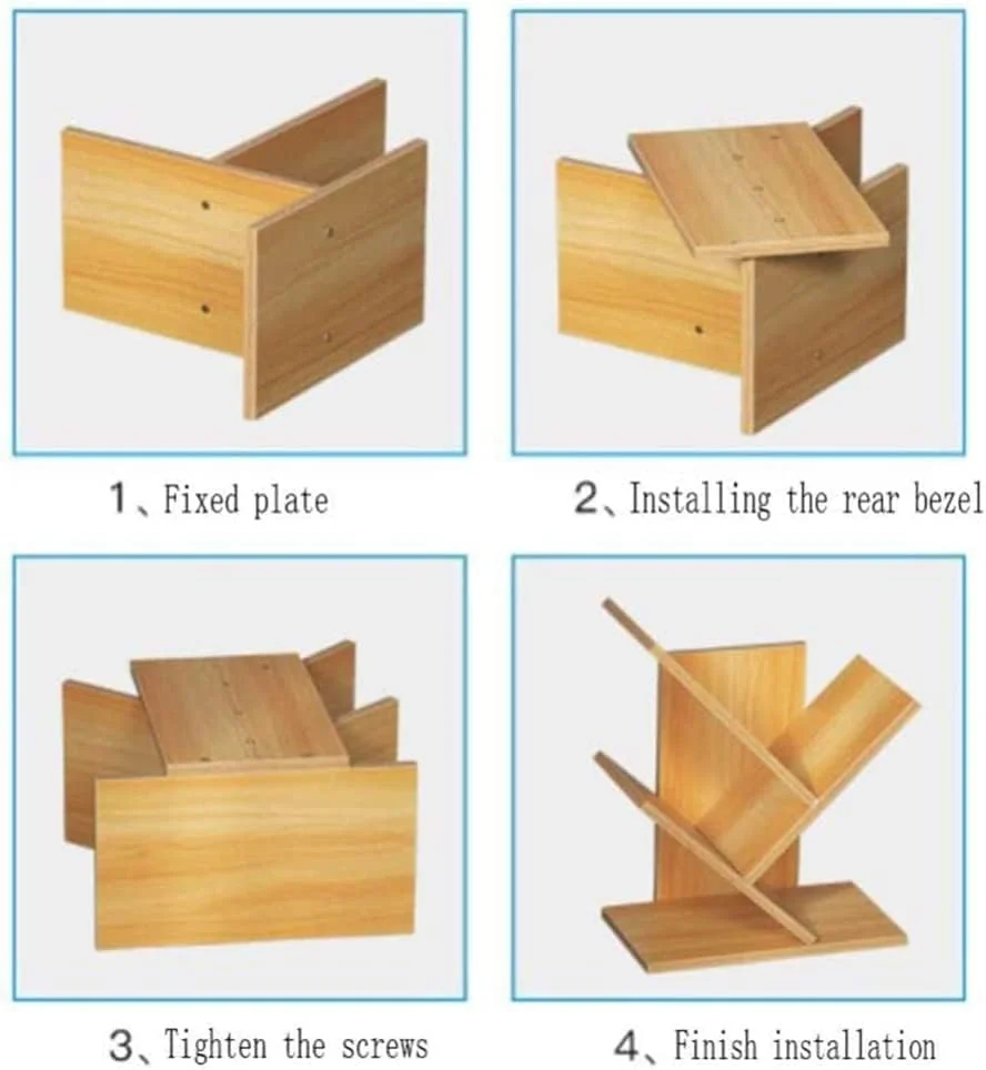 قفسه کتاب چوبی چند طبقه کوچک، مناسب اتاق خواب، منزل، قفسه کتاب کودک، قفسه نگهداری، مبلمان ساده، قفسه کتاب رومیزی برای خوابگاه دانشجویی و اداره (طرح درخت)