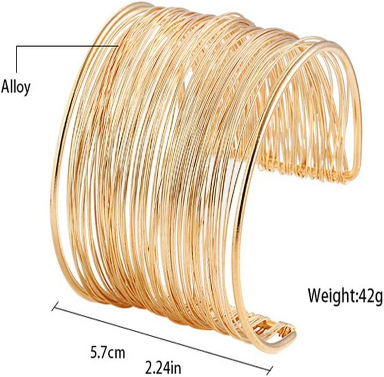دستبند النگویی شیک و مد روز زنانه با روکش طلایی از جنس فلز غیر قیمتی برند شاینینگ دیوا (8133b، طلایی)، سایز آزاد دستبند النگویی شیک و مد روز زنانه با روکش طلایی از جنس فلز غیر قیمتی برند شاینینگ دیوا (8133b، طلایی)، سایز آزاد