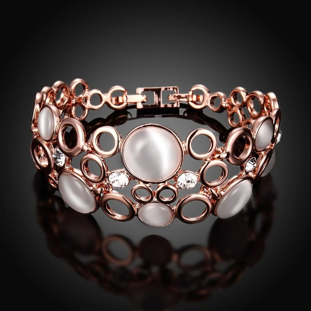 جواهرات شیک زنانه نگین درخشان دیوا، طلای رز 18 عیار، کلاسیک و نگین اُپال