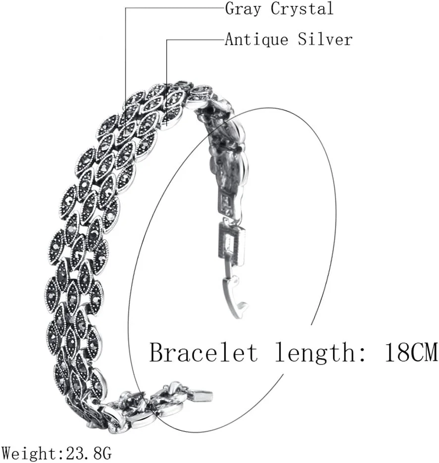 دستبند نقره ای اکسید شده شیک زنانه و دخترانه