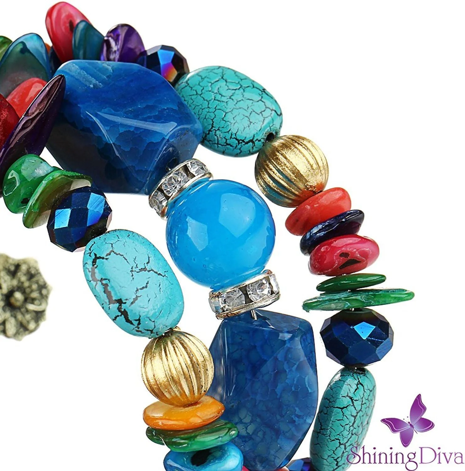 دستبند شیک و فانتزی زنانه و دخترانه با سنگ آبی (rrsd9236b) از برند شاینینگ دیوا