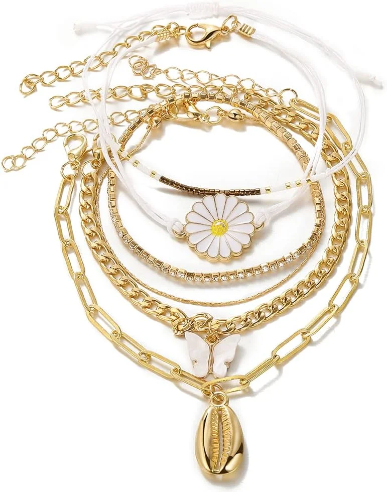 ست 6 عددی دستبند چند لایه و شیک زنانه و دخترانه