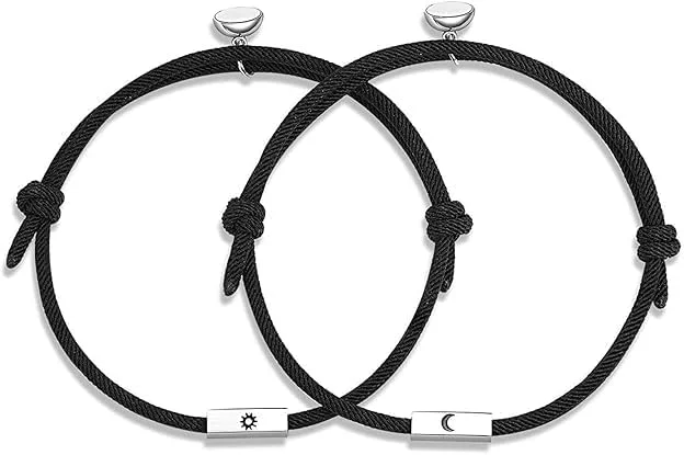 دستبندهای مغناطیسی ست دوتایی زنانه و مردانه شاینینگ دیوا، دستبندهای قلب مکمل، هدیه ولنتاین برای دوست دختر، دوست پسر، بهترین دوست