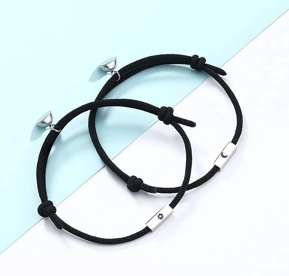 دستبندهای مغناطیسی ست دوتایی زنانه و مردانه شاینینگ دیوا، دستبندهای قلب مکمل، هدیه ولنتاین برای دوست دختر، دوست پسر، بهترین دوست