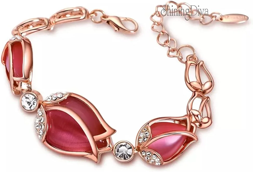 دستبند شیک و جدید زنانه و دخترانه با کریستال اتریشی رزگلد