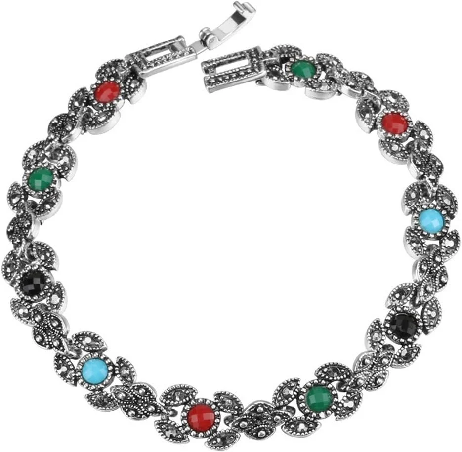 دستبند نقره ای شیک زنانه با کریستال درخشان مدل (8657b)