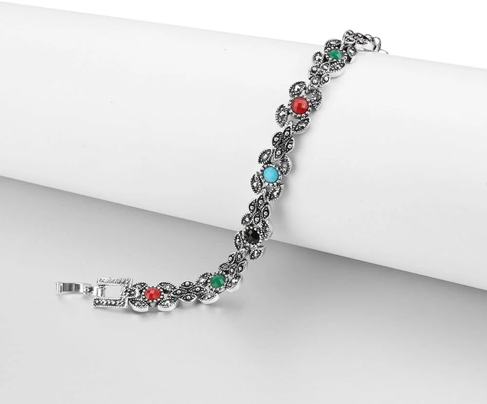 دستبند نقره ای شیک زنانه با کریستال درخشان مدل (8657b)