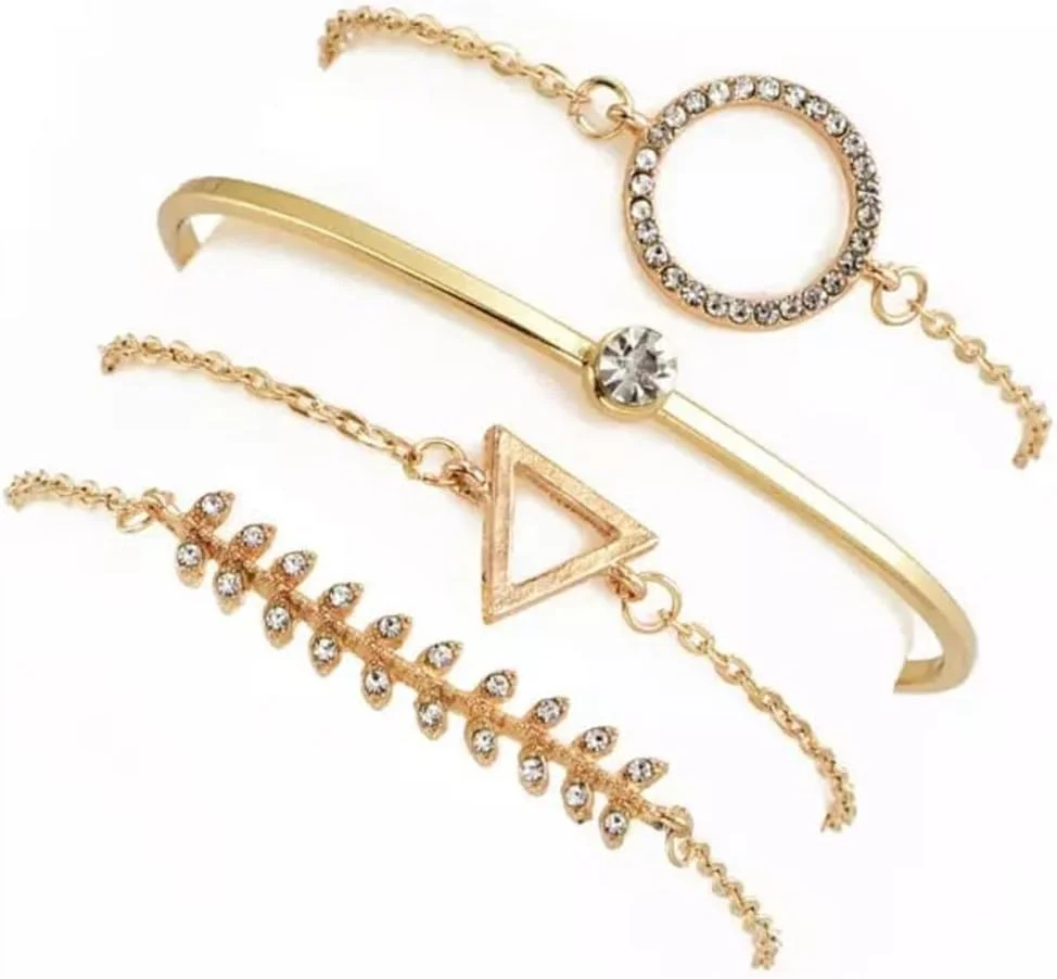 ست ۴ عددی دستبند النگویی چند لایه کریستالی شیک زنانه Shining Diva (طلایی) (rrsd10712b)