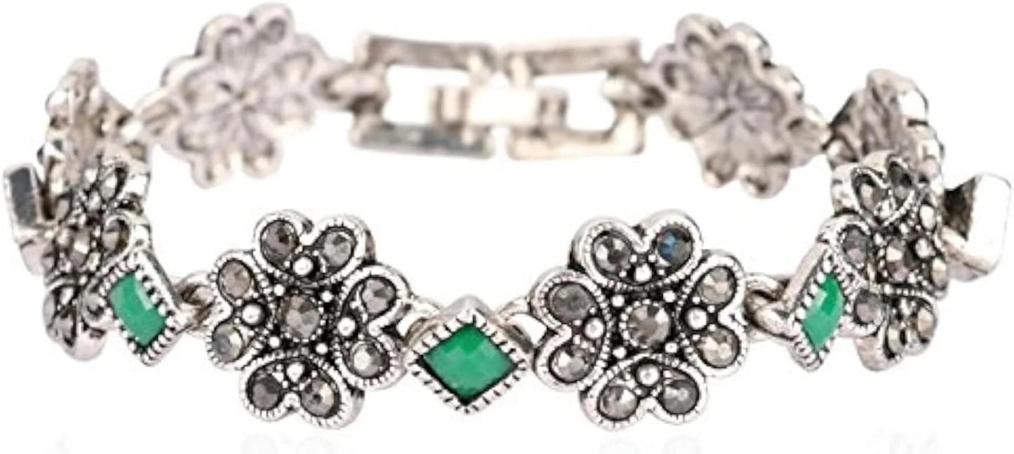 دستبند نقره ای اکسید شده شیک و فانتزی Shining Diva مناسب دختران و زنان (نقره ای) (8659b)