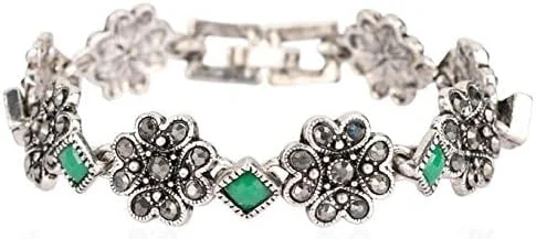 دستبند نقره ای اکسید شده شیک و فانتزی Shining Diva مناسب دختران و زنان (نقره ای) (8659b)