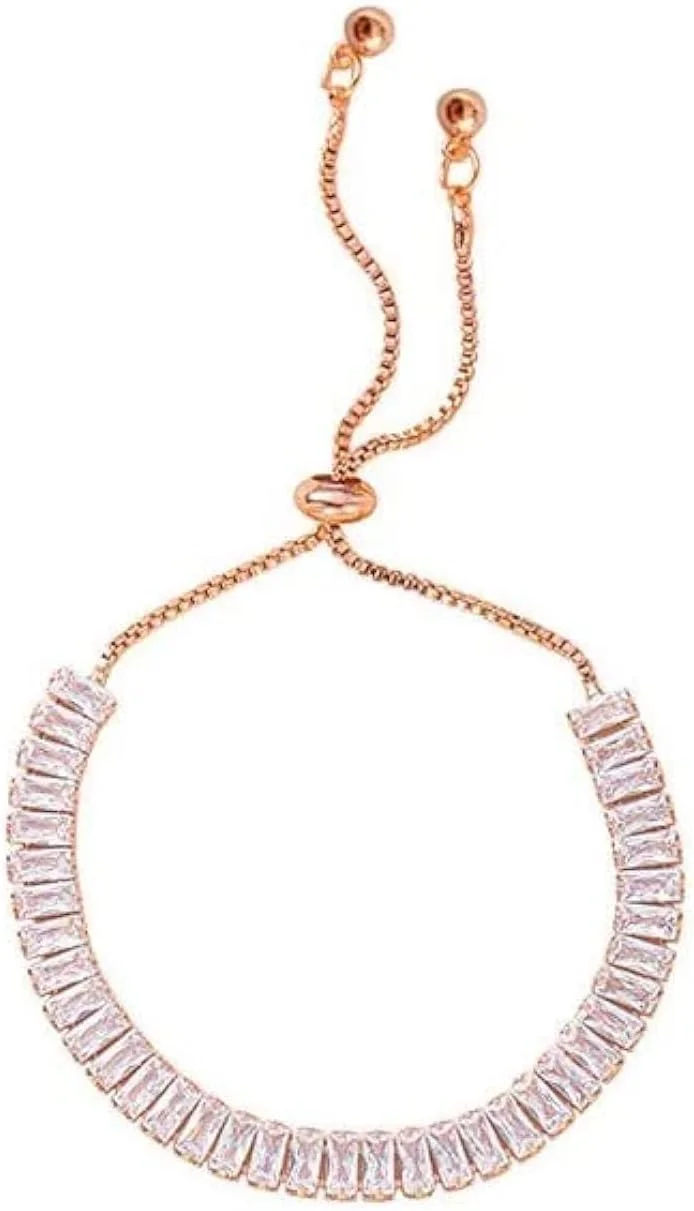 دستبند کریستالی رزگلد شیک و جدید زنانه و دخترانه