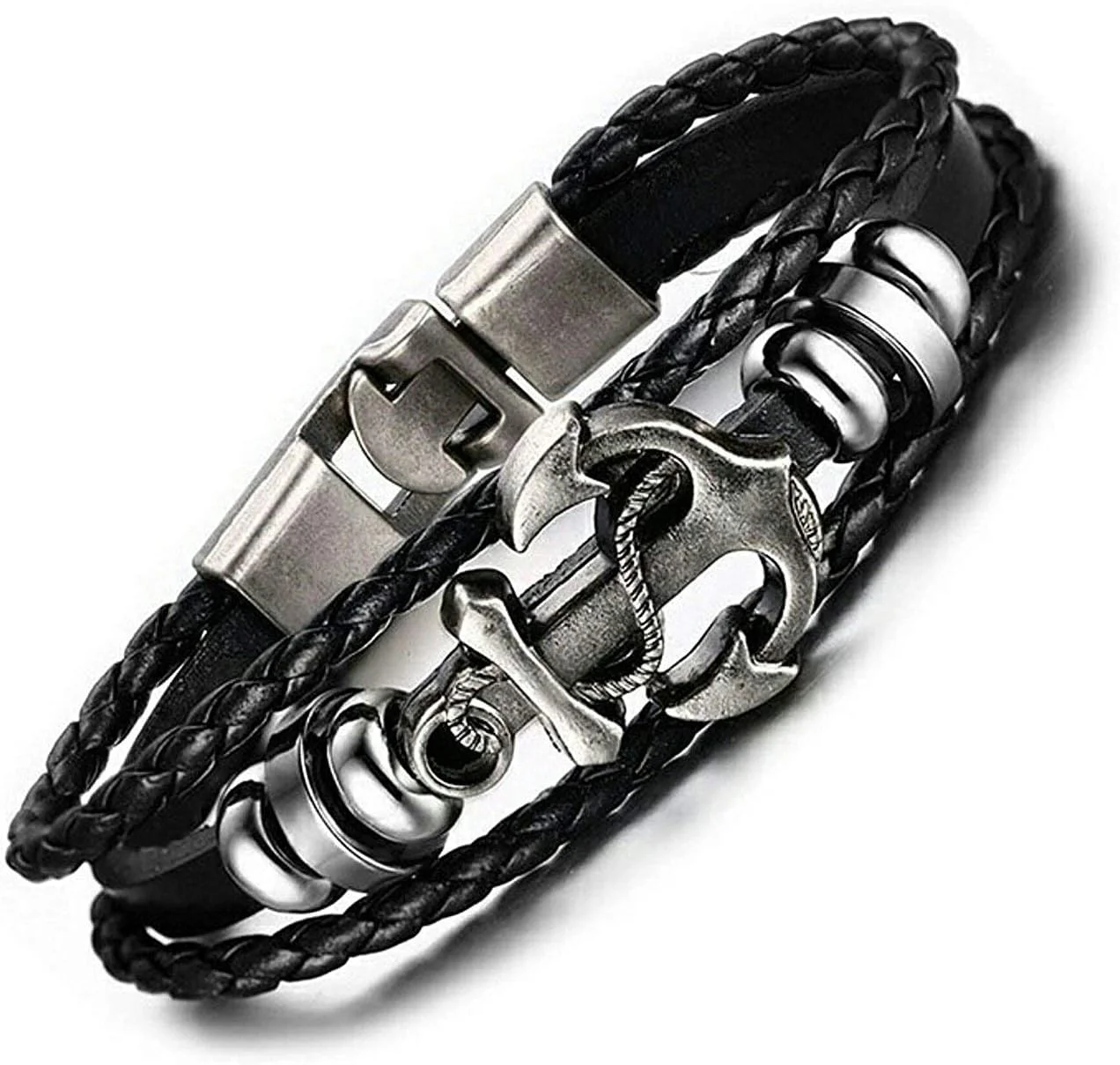 دستبند چرمی چند رشته ای براق و شیک برای مردان و پسران