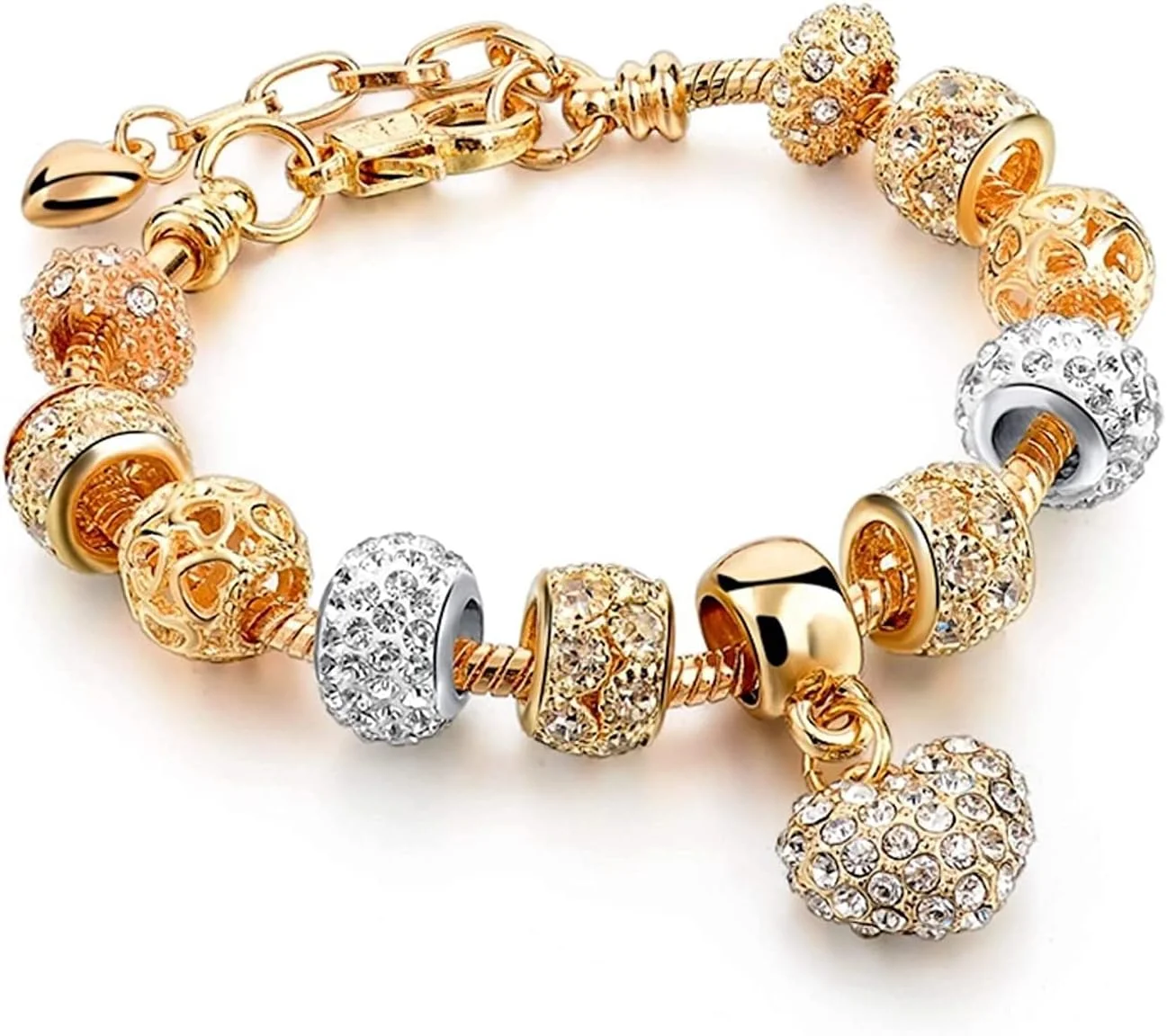 دستبند النگویی شیک و جدید رزگلد نگین دار زنانه و دخترانه