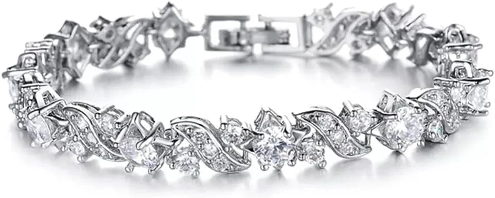 دستبند کریستالی اتریشی شیک و جدید زنانه و دخترانه شاینینگ دیوا (11961b)، نقره ای، سایز آزاد