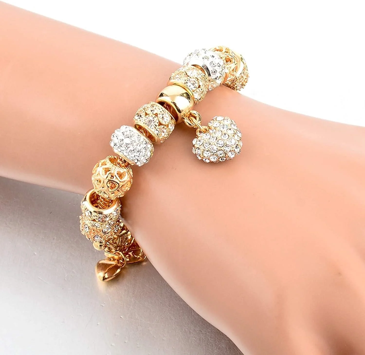 دستبند النگویی شیک و جدید رزگلد نگین دار زنانه و دخترانه