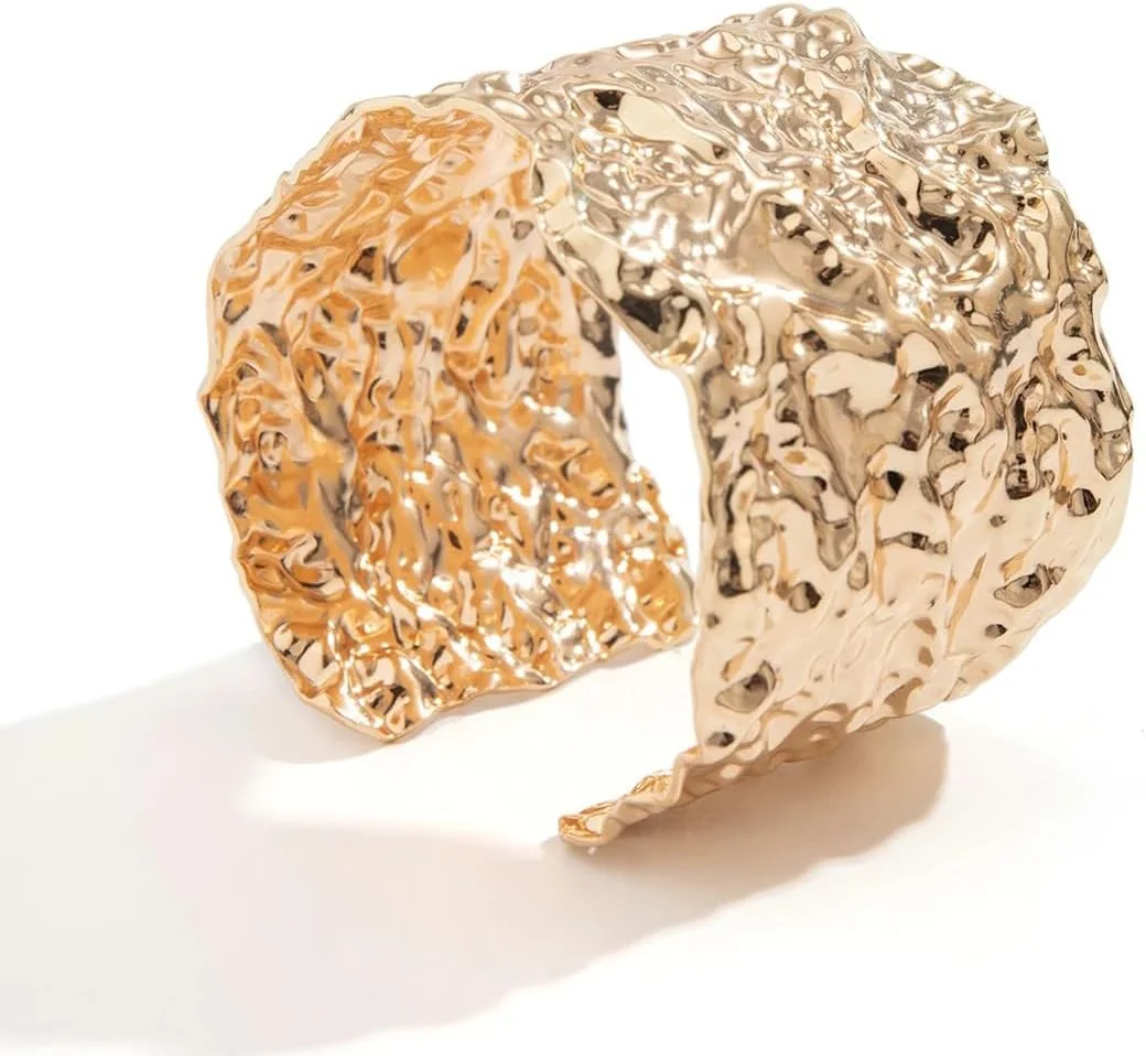 دستبند النگویی کاف شیک و جدید زنانه و دخترانه با روکش طلایی از شاینینگ دیوا (16177b)، سایز آزاد، روکش طلایی، بدون سنگ قیمتی