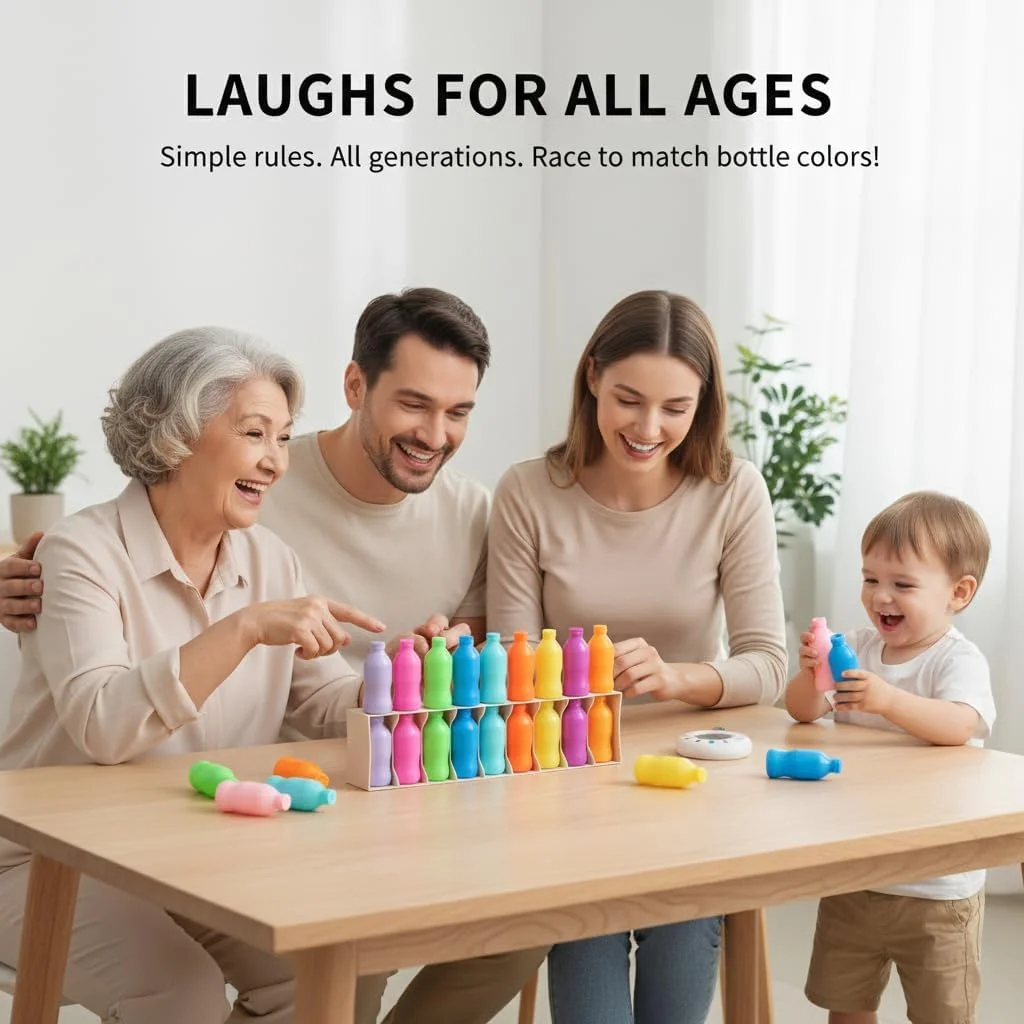 بازی فکری چالش جفت سازی بطری - بازی خانوادگی تطبیق رنگ و ساخت منطق | اسباب بازی آموزشی STEM برای کودکان 6-12 سال | بازی گروهی مهمانی با 50+ کارت چالش (2-6 بازیکن)