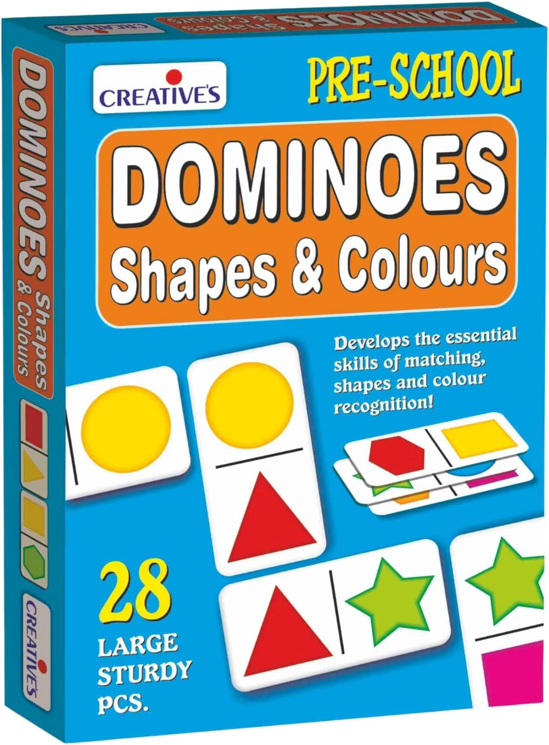 بازی دومینو اشکال و رنگ‌ها – بازی تطبیق با 28 قطعه محکم، بازی آموزشی پیش دبستانی، هدیه آموزشی برای پسران و دختران، آموزش رنگ‌ها، اشکال و مهارت‌های تفکر – سن 3 سال به بالا