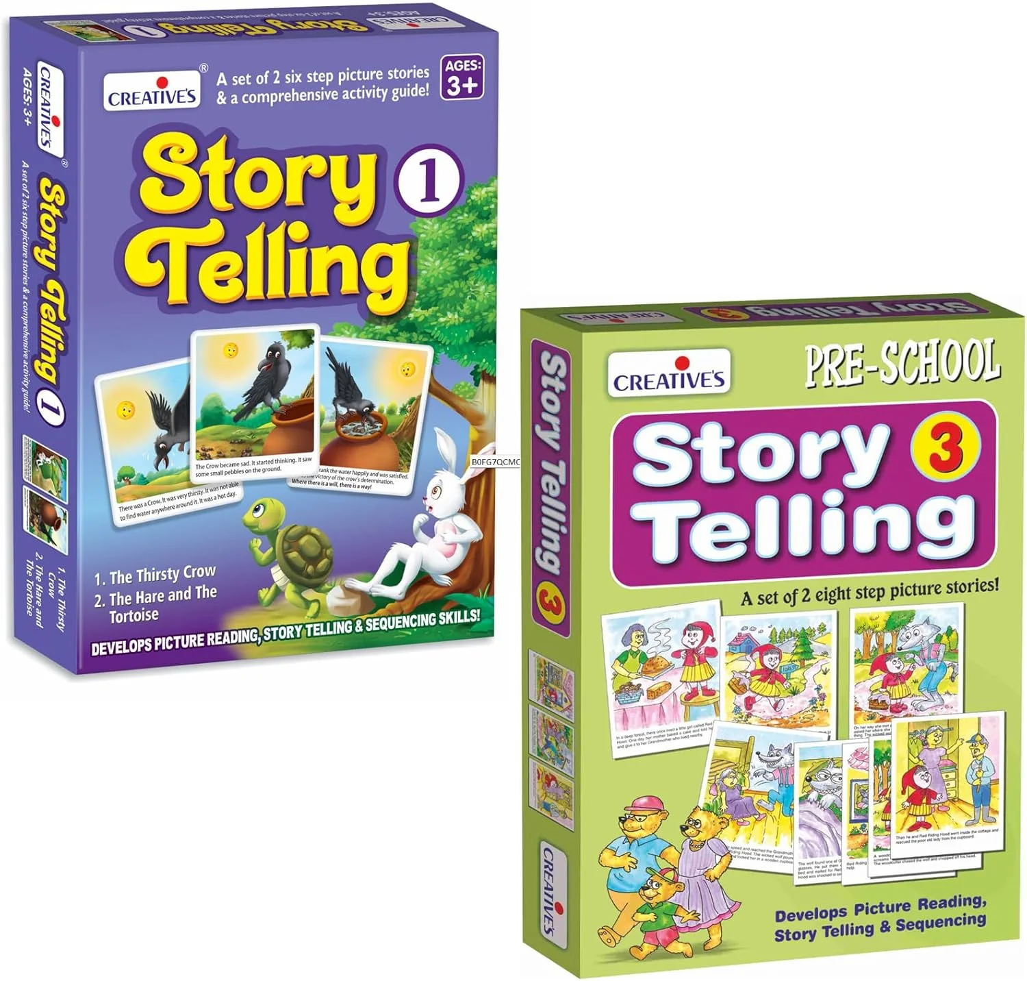 مجموعه داستان گویی 1 و داستان گویی 3 | بازی آموزشی خواندن و ترتیب تصاویر برای کودکان 4 سال به بالا | تقویت مهارت های داستان سرایی، تخیل و زبان | فعالیت های یادگیری پیش دبستانی