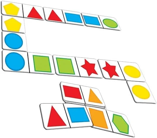 بازی دومینو اشکال و رنگ‌ها – بازی تطبیق با 28 قطعه محکم، بازی آموزشی پیش دبستانی، هدیه آموزشی برای پسران و دختران، آموزش رنگ‌ها، اشکال و مهارت‌های تفکر – سن 3 سال به بالا