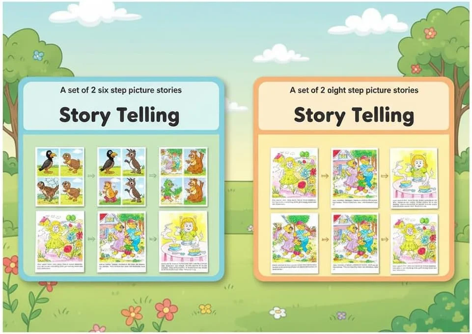 مجموعه داستان گویی 1 و داستان گویی 3 | بازی آموزشی خواندن و ترتیب تصاویر برای کودکان 4 سال به بالا | تقویت مهارت های داستان سرایی، تخیل و زبان | فعالیت های یادگیری پیش دبستانی