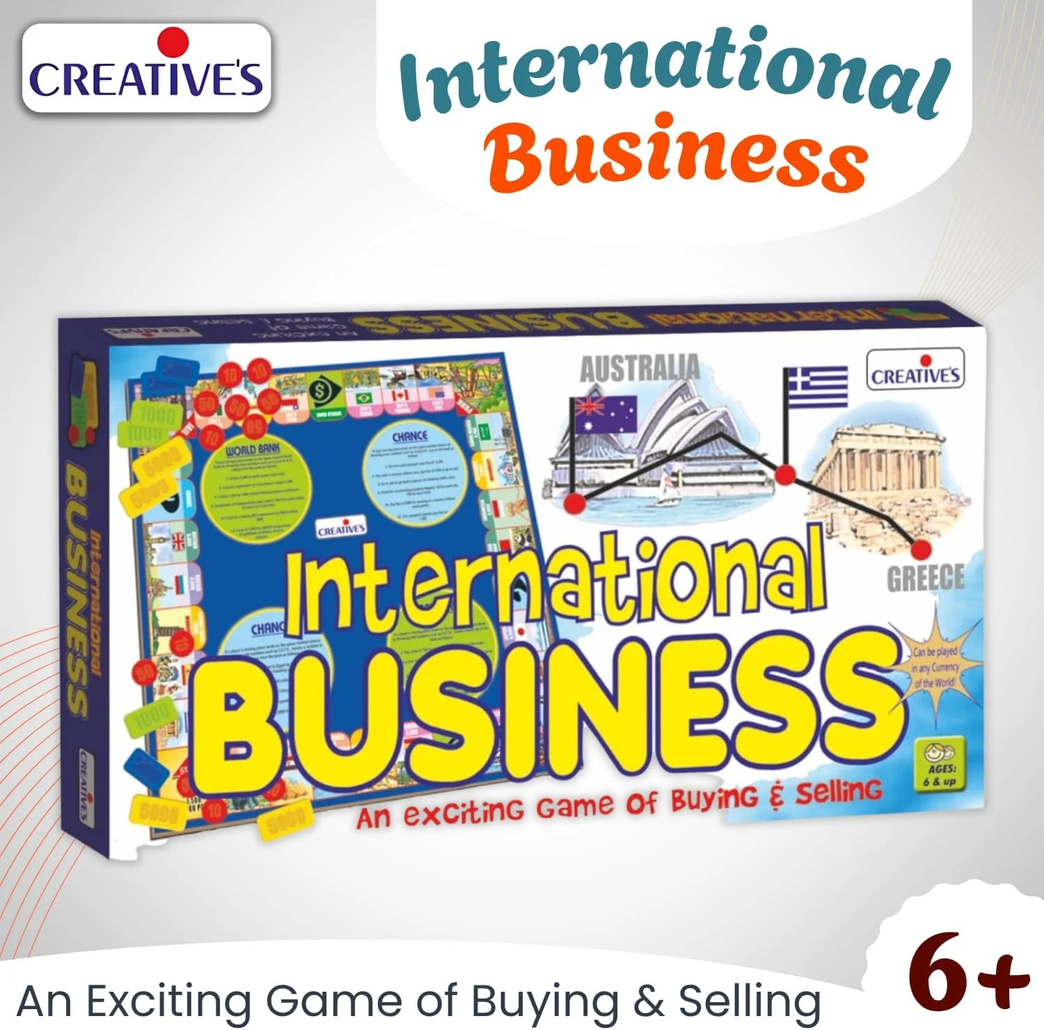 بازی تخته ای تجارت بین المللی Creative - بازی سرمایه دار تجاری برای کودکان و بزرگسالان، بازی آموزشی و یادگیری - بهترین هدیه برای کودکان یونیسکس - 6 سال به بالا