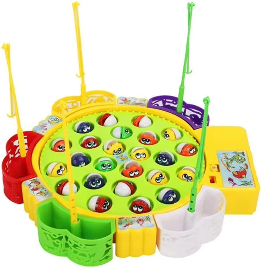 مجموعه بازی ماهیگیری مغناطیسی 45 تکه – مجموعه اسباب بازی ماهیگیری موزیکال چرخشی با 4 چوب ماهیگیری، 5 بازیکن، بازی آموزشی و خانوادگی برای کودکان و نوپاها | هدیه برای پسران و دختران