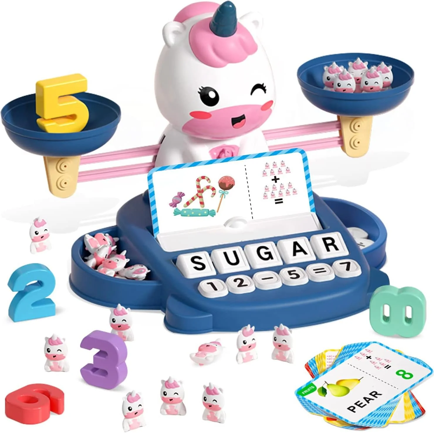 اسباب بازی های آموزشی برای دختران و پسران 3 ساله - هدایای تک شاخ برای دختران، اسباب بازی یادگیری حروف تطبیقی و بازی های ریاضی جالب تعادلی برای اسباب بازی های کودکان 3-8 ساله، هدیه تولد برای دختران 3، 4 و 5 ساله