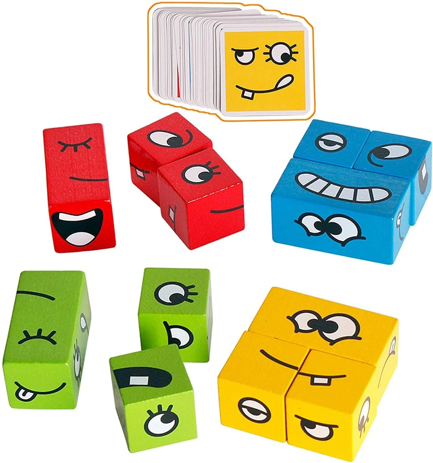 پازل بلوک ساختمانی بیان سه بعدی چوبی Baybee، اسباب بازی های کودکان، اسباب بازی بلوک ساختمانی تطبیق چهره چوبی | بازی های تخته ای فکری | بلوک های پازل سه بعدی آموزشی برای کودکان 3+ سال (پازل سه بعدی)