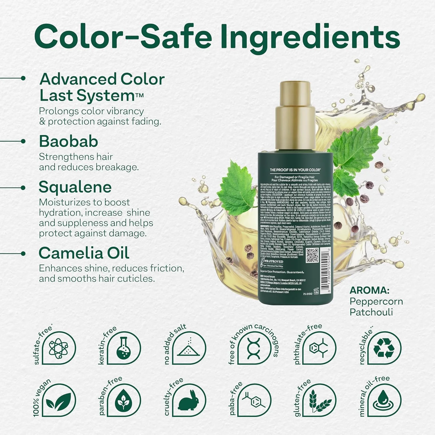 اسپری ترمیم کننده موهای رنگ شده کالرپروف با عصاره بائوباب | تقویت کننده و ترمیم کننده | نرم کننده و محافظت کننده | بدون سولفات | وگان، 200 میلی لیتر