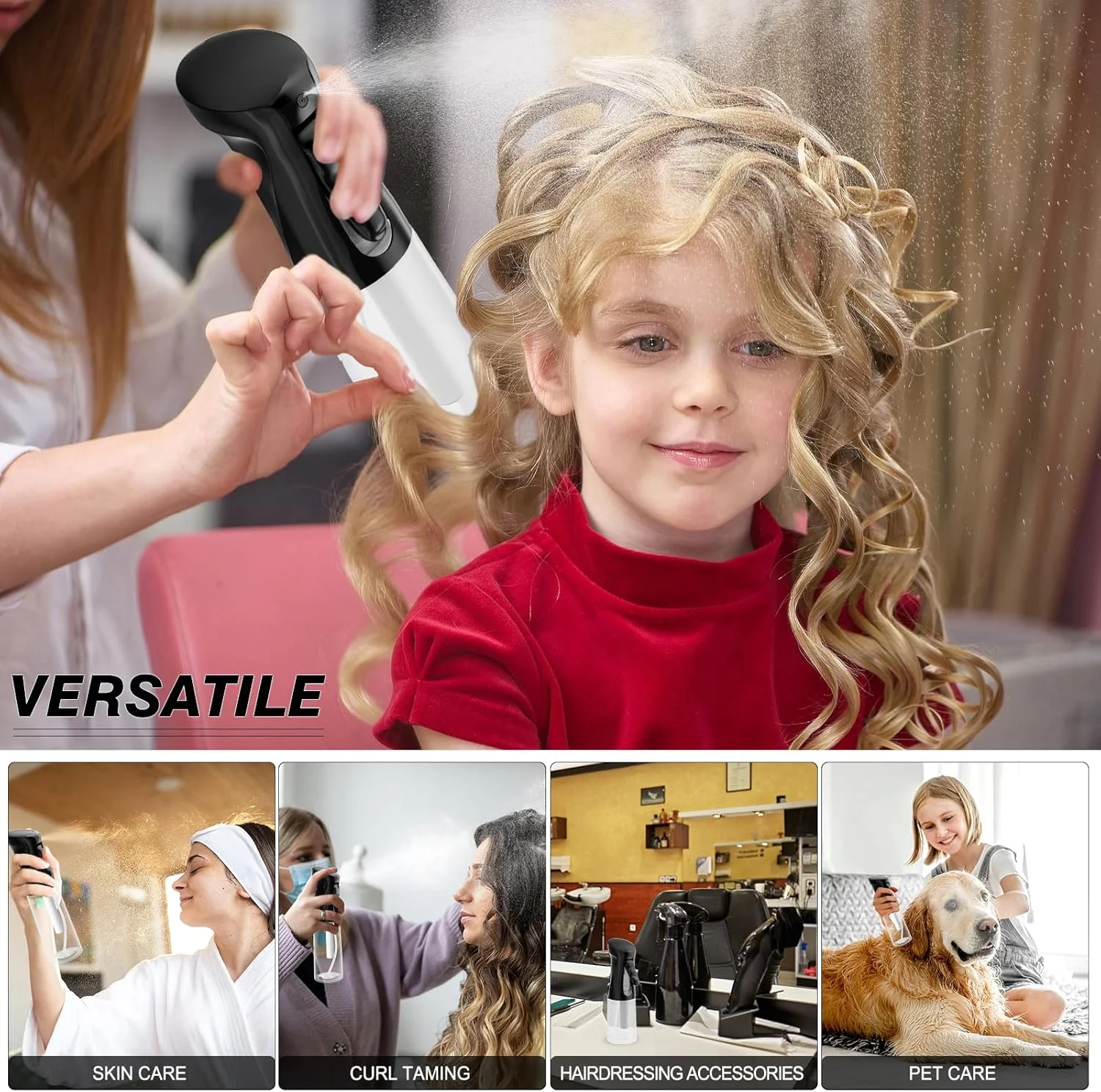 بطری اسپری مداوم مو (300 میلی لیتر) بسته 2 عددی، بطری اسپری لوازم ضروری خانه برای تمیز کردن، اسپری کننده آب بسیار ظریف خالی برای آرایش مو، گیاهان باغ، مراقبت از پوست، موهای فر، عطر و غیره