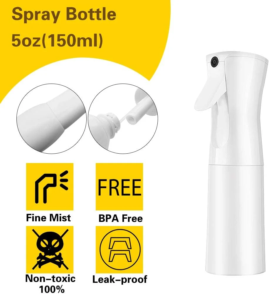 بطری اسپری مو 150 میلی لیتری، بطری اسپری مه پاش مداوم 360 درجه برای آرایشگر، بطری خالی سفید برای تمیز کردن، باغبانی و حالت دادن به مو (سفید)