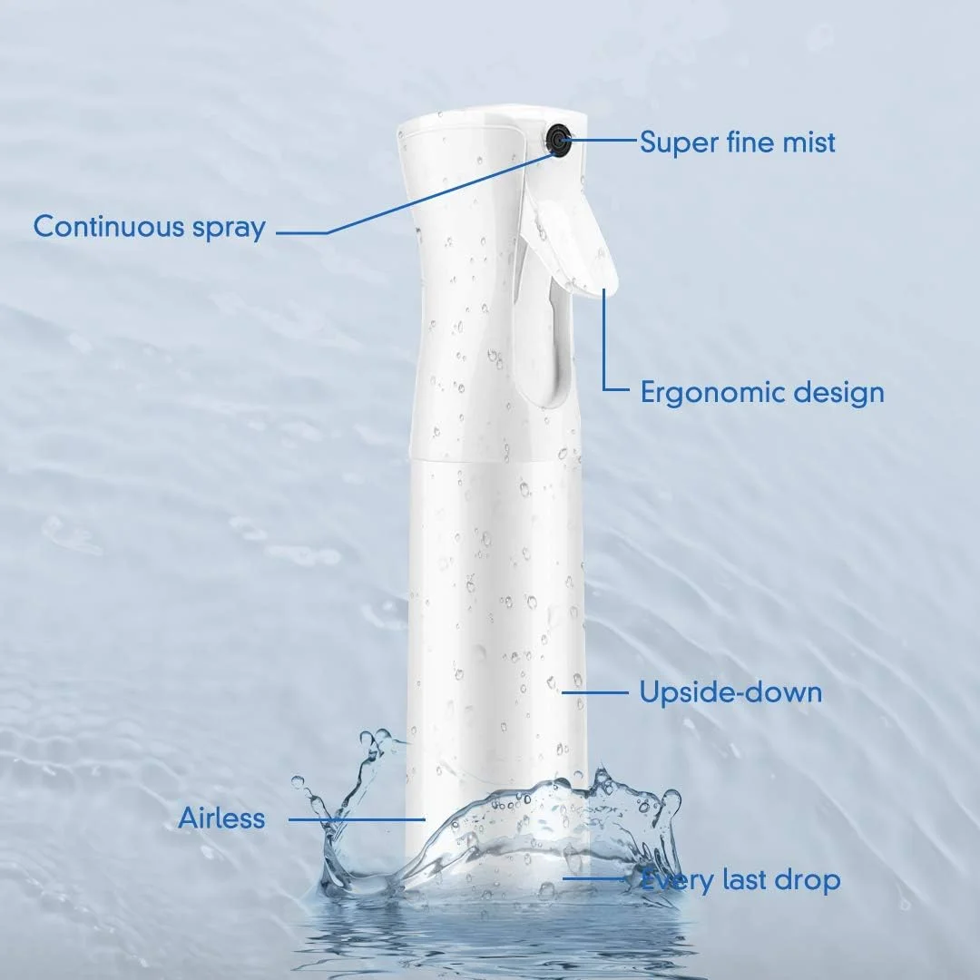 بطری اسپری مو 150 میلی لیتری، بطری اسپری مه پاش مداوم 360 درجه برای آرایشگر، بطری خالی سفید برای تمیز کردن، باغبانی و حالت دادن به مو (سفید)