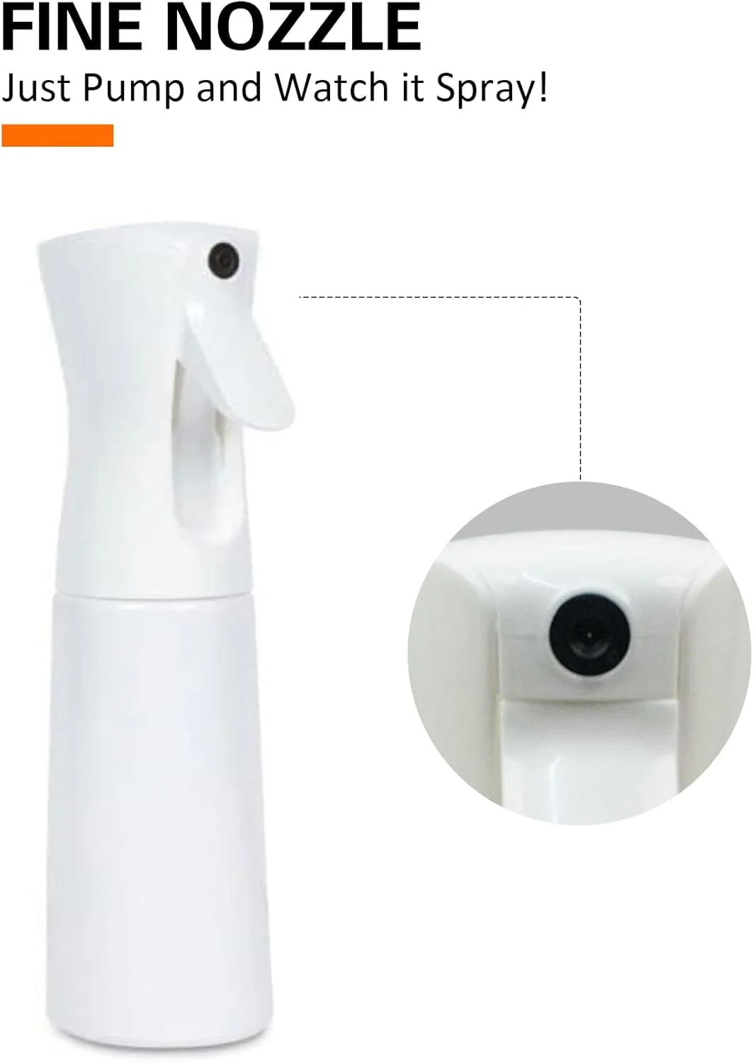بطری آبپاش بلند با اسپری مداوم و پودری برای حالت دادن مو، گیاهان و محلول های تمیز کننده - قابل شارژ و ضد نشت (سفید (350 میلی لیتر))