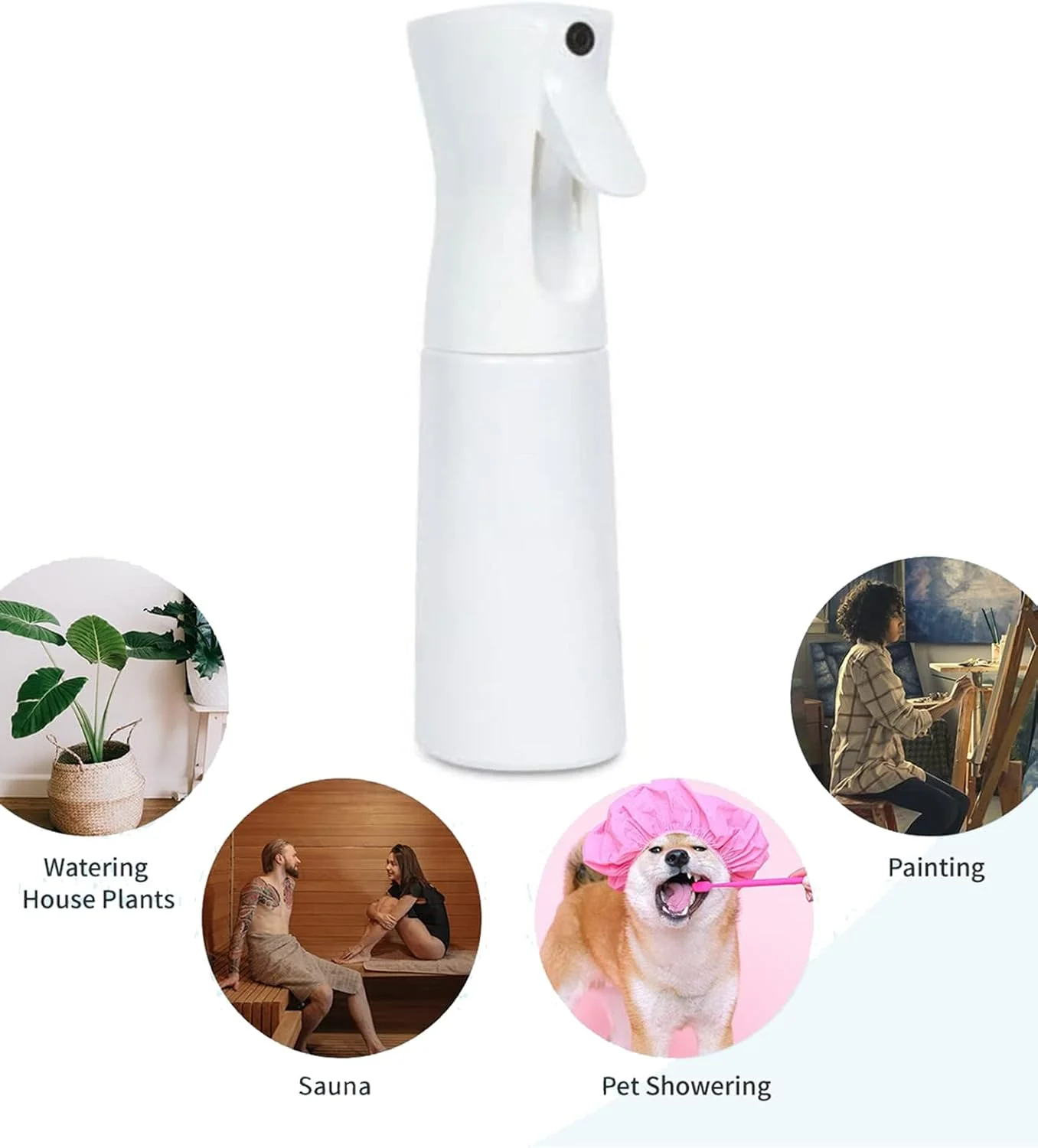 بطری آبپاش بسیار بلند، اسپری کننده مداوم با ذرات ریز برای حالت دادن به مو، گیاهان، محلول های تمیز کننده - قابل شارژ مجدد، ضد نشت (سفید (200 میلی لیتر))