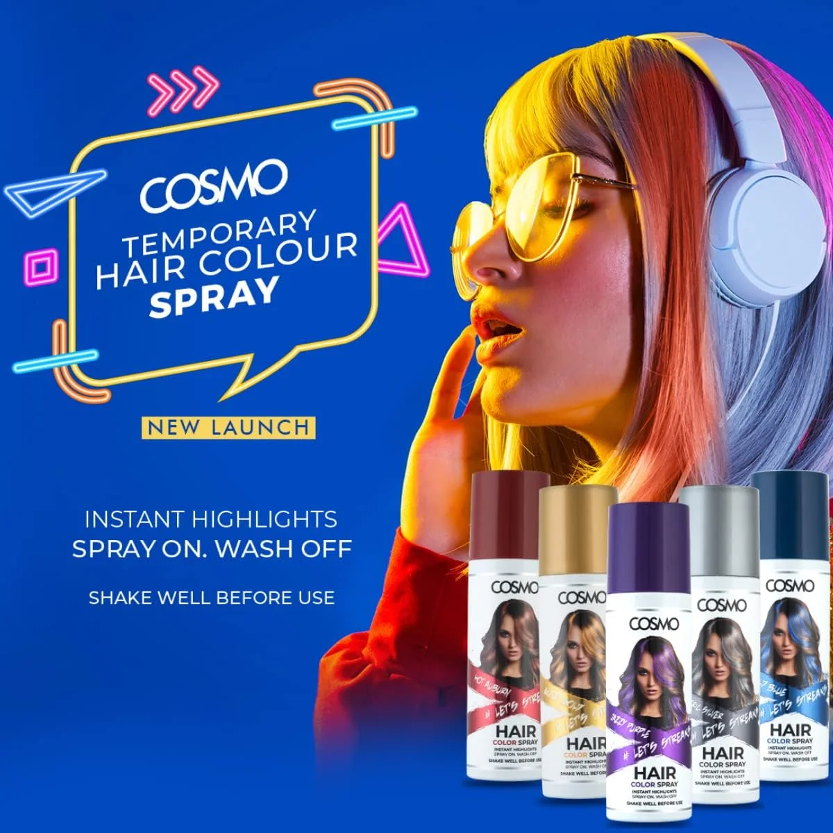 اسپری رنگ موی طلایی براق Cosmo Glitzy، ۱۰۰ میلی لیتر