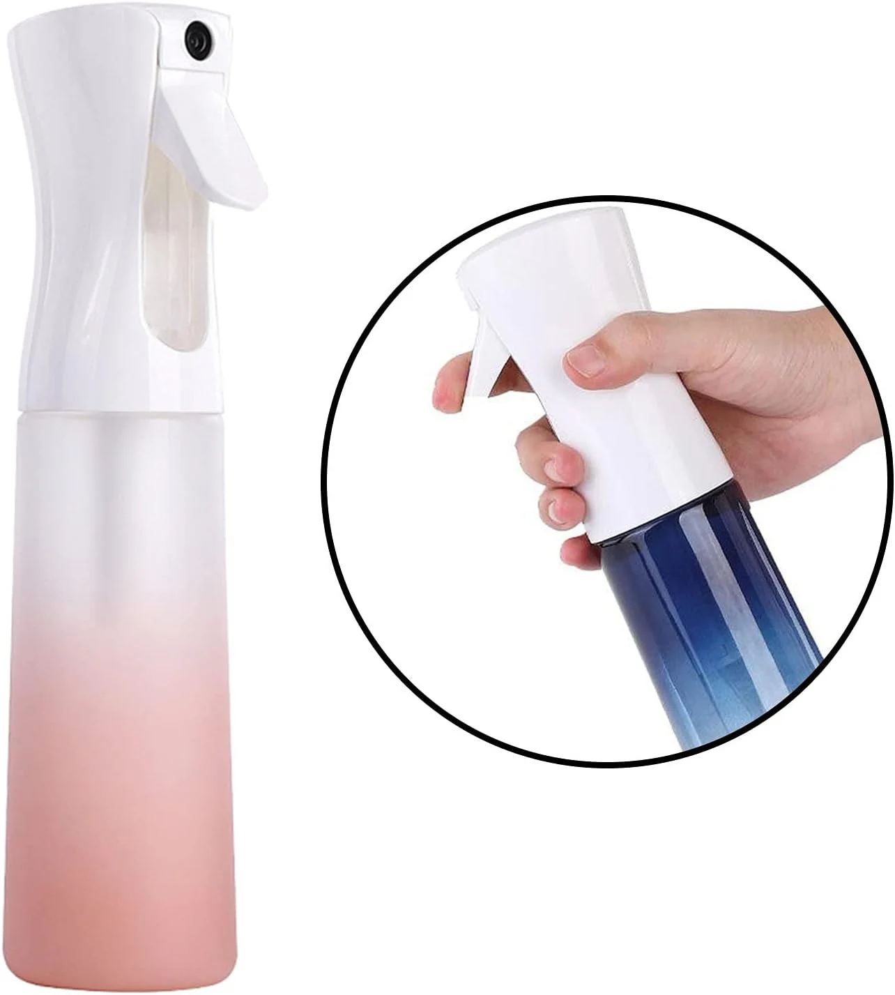 بطری اسپری مو CRTGW، بطری خالی اسپری آب پیوسته، بطری اسپری موی فر با مه پاش ریز برای حالت دادن به مو، گیاهان، 300 میلی لیتر - صورتی گرادیانی