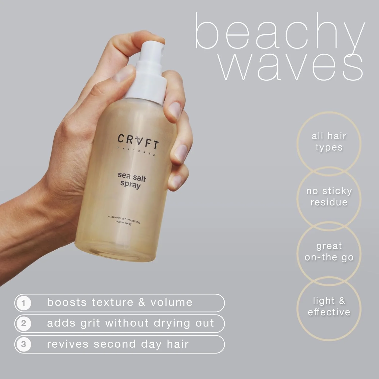 اسپری نمک دریایی CRVFT برای موهای بانوان | نمک دریایی برای مو | اسپری بافت دهنده | حجم دهنده و بافت دهنده برای انواع مو | معطر (200 میل) اسپری نمک دریایی CRVFT برای موهای بانوان | نمک دریایی برای مو | اسپری بافت دهنده | حجم دهنده و بافت دهنده برای انواع مو | معطر (200 میل)