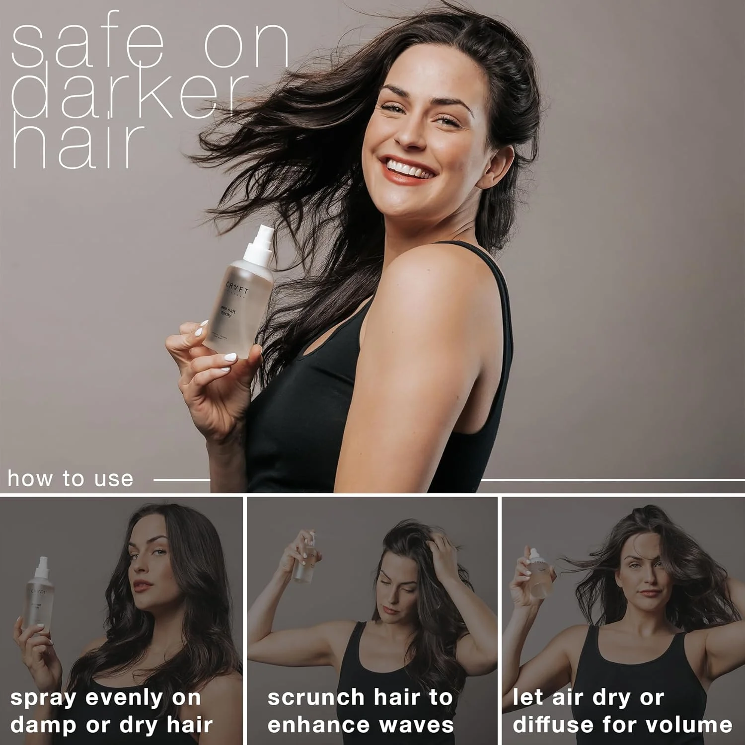 اسپری نمک دریایی CRVFT برای موهای بانوان | نمک دریایی برای مو | اسپری بافت دهنده | حجم دهنده و بافت دهنده برای انواع مو | معطر (200 میل) اسپری نمک دریایی CRVFT برای موهای بانوان | نمک دریایی برای مو | اسپری بافت دهنده | حجم دهنده و بافت دهنده برای انواع مو | معطر (200 میل)