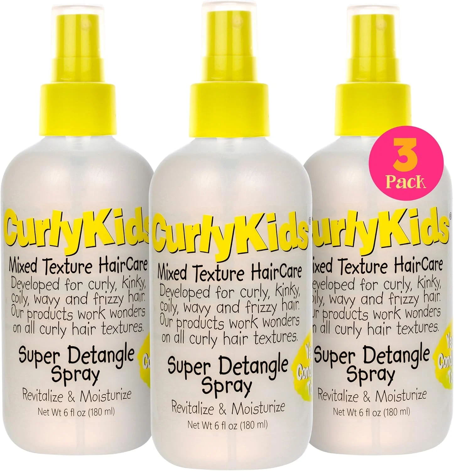 اسپری باز کننده گره مو کودکانه برای موهای فر، ۱۷۷ میلی لیتر (بسته ۳ عددی)