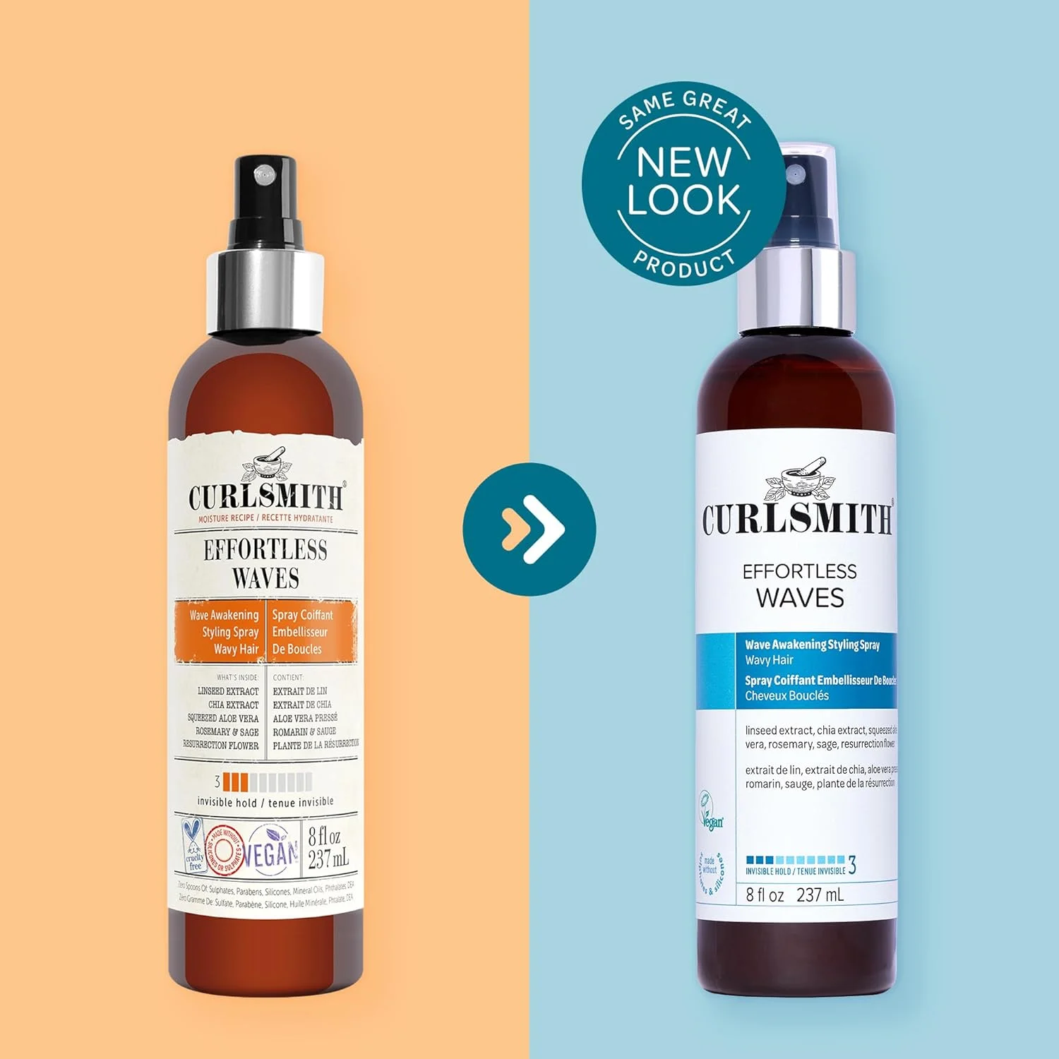 اسپری حالت دهنده موهای موج دار Curlsmith - سبک و مرطوب کننده، کاهش دهنده وز، ظاهر طبیعی، برای موهای موج دار و فر، وگان (59ml/2fl oz) سایز سمپل یا مسافرتی