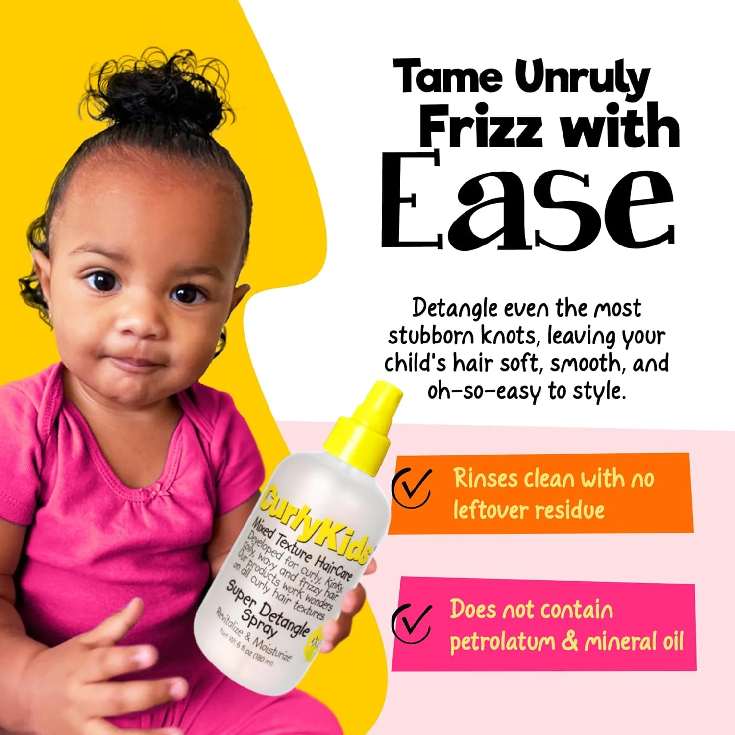 اسپری باز کننده گره مو کودکانه برای موهای فر، ۱۷۷ میلی لیتر (بسته ۳ عددی)