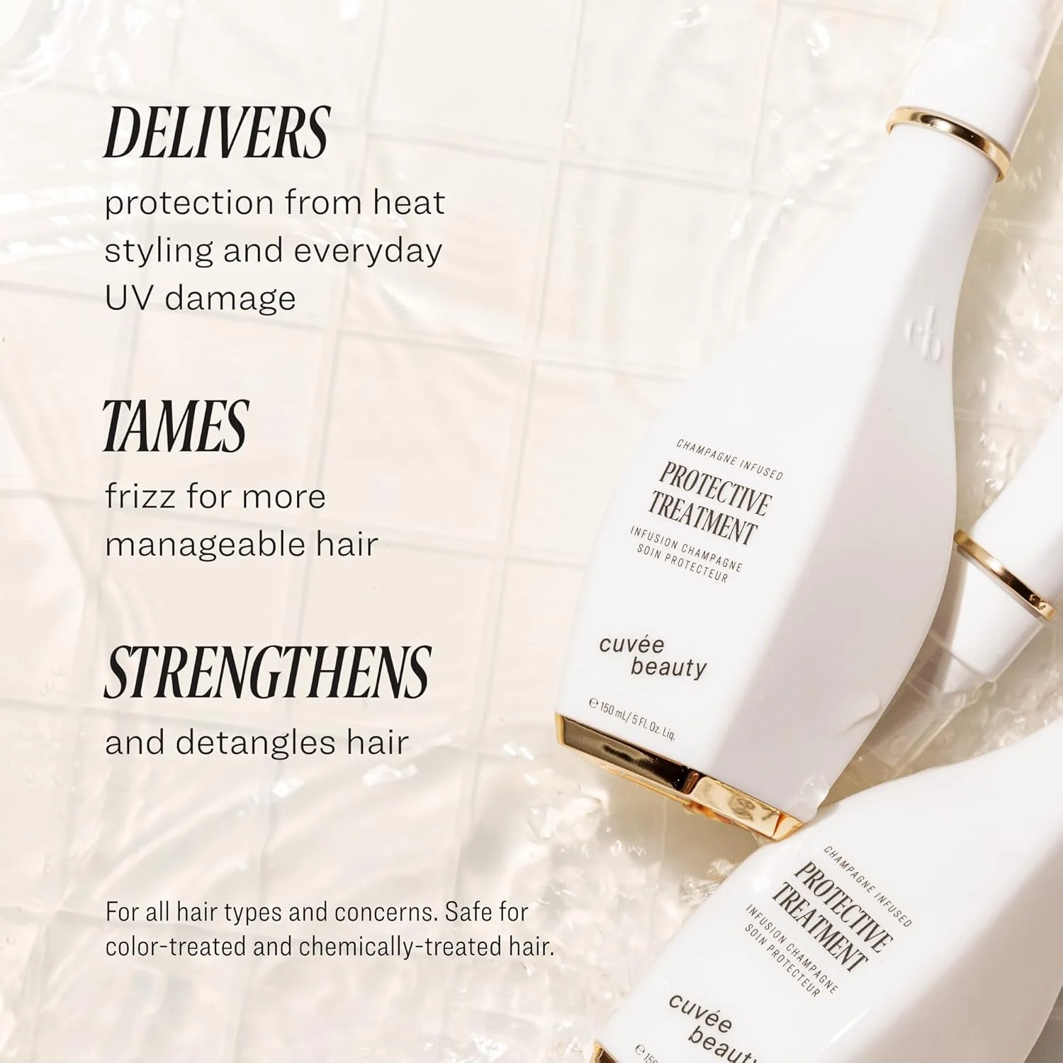 محافظ مو کیوو بیوتی - 148 میلی لیتر - اسپری مو برای محافظت در برابر حرارت، اشعه ماوراء بنفش و عوامل استرس زای محیطی - فرمول غنی شده با رزوراترول و سرامیدها - محافظ رنگ مو